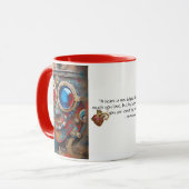 Steampunk Das Zinn-Man-Portrait mit Zitat Tasse (Vorderseite Links)