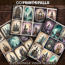 Steampunk-Dekorationselemente für Decopage #1 Geschenkpapier Set