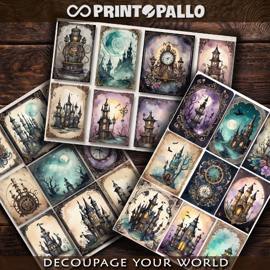 Steampunk-Dekorationselemente für Decopage #1 Geschenkpapier Set