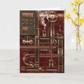 Steampunk Design Grußkarte Karte (Gelbe Blume)