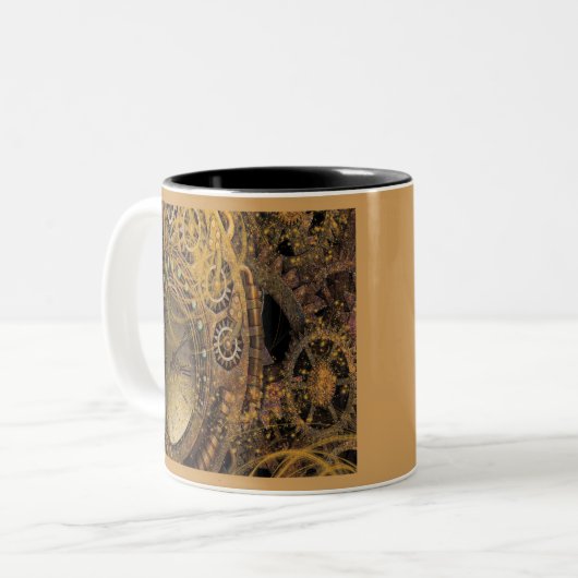 Steampunk-Design Zweifarbige Tasse (Vorderseite Links)