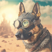 Steampunk-Deutscher Schäferhund mit Brille Aufkleber (Vorderseite)