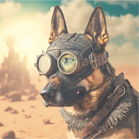 Steampunk-Deutscher Schäferhund mit Brille Aufkleber (Vorderseite)