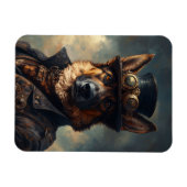 Steampunk Deutscher Schäferhund mit Zylinder flexi Magnet (Horizontal)