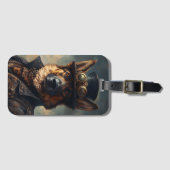 Steampunk-Deutscher-Schaferhund mit Zylinder Gepäckanhänger (Vorderseite (Horizontal))