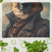 Steampunk Deutscher Schäferhund mit Zylinder Geschirrtuch (Gefaltet)
