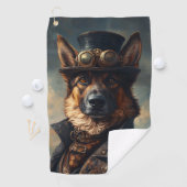 Steampunk Deutscher Schäferhund mit Zylinder Golfhandtuch (Insitu)