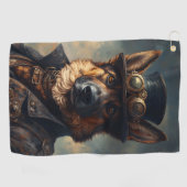 Steampunk Deutscher Schäferhund mit Zylinder Golfhandtuch (Horizontal)