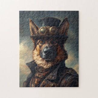 Steampunk Deutscher Schäferhund mit Zylinder Puzzle
