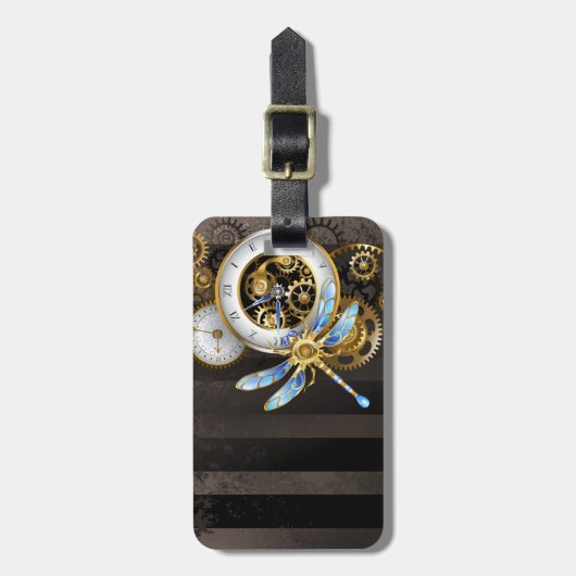 Steampunk-Dialoge mit Drachenfliege Gepäckanhänger (Vorderseite vertikal)