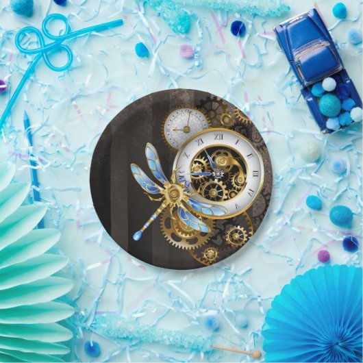 Steampunk-Dialoge mit Drachenfliege Pappteller (Party)