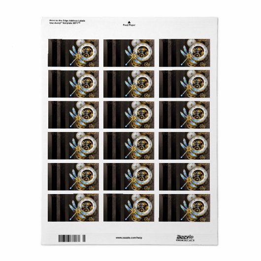 Steampunk-Dials mit Dragonfly Adressaufkleber (Vorne)