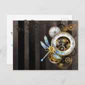 Steampunk-Dials mit Dragonfly Ankündigungspostkarte (Vorne/Hinten)