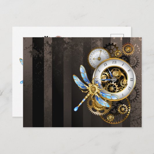 Steampunk-Dials mit Dragonfly Ankündigungspostkarte (Vorne/Hinten)