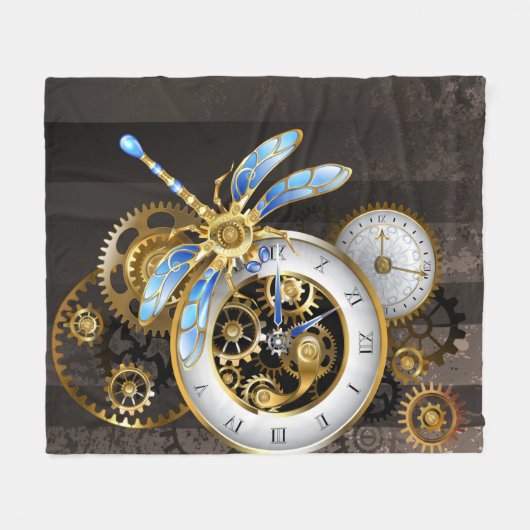 Steampunk-Dials mit Dragonfly Fleecedecke (Vorderseite (Horizontal))