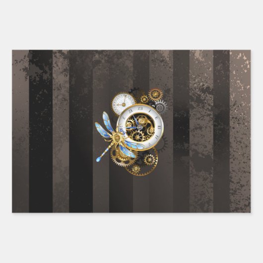 Steampunk-Dials mit Dragonfly Geschenkpapier Set (Vorderseite 2)