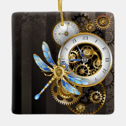 Steampunk-Dials mit Dragonfly Keramikornament (Vorderseite)