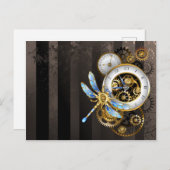 Steampunk-Dials mit Dragonfly Postkarte (Vorne/Hinten)
