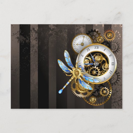 Steampunk-Dials mit Dragonfly Postkarte (Vorderseite)