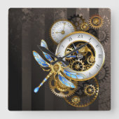 Steampunk-Dials mit Dragonfly Quadratische Wanduhr (Vorderseite)