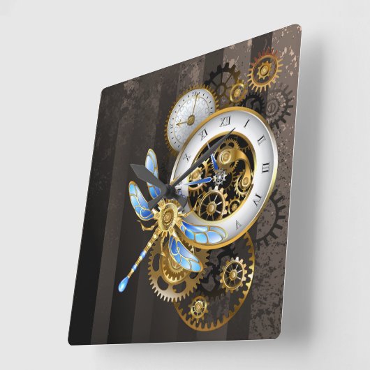 Steampunk-Dials mit Dragonfly Quadratische Wanduhr (Winkel)