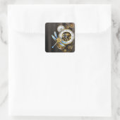 Steampunk-Dials mit Dragonfly Quadratischer Aufkleber (Tasche)