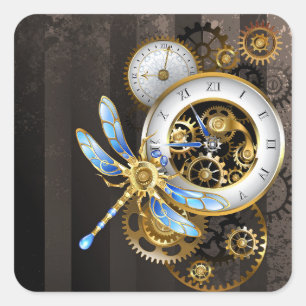 Steampunk-Dials mit Dragonfly Quadratischer Aufkleber