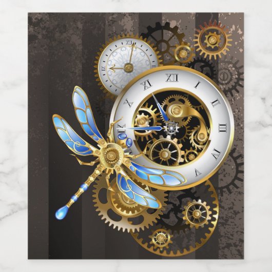 Steampunk-Dials mit Dragonfly Weinetikett (Einzelnes Label)