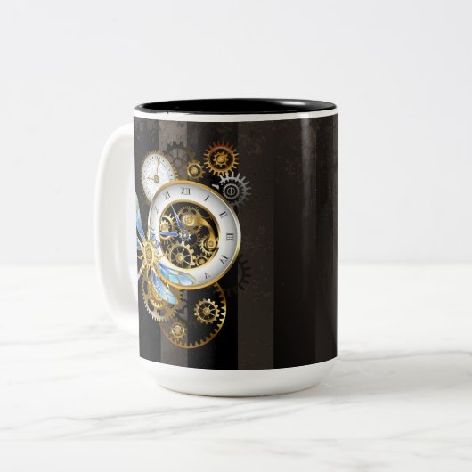 Steampunk-Dials mit Dragonfly Zweifarbige Tasse (Vorderseite Links)