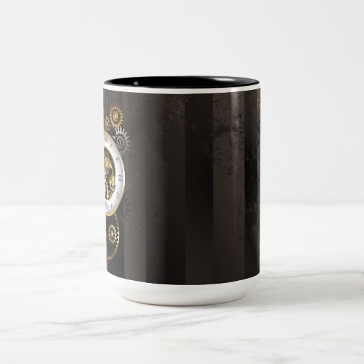 Steampunk-Dials mit Dragonfly Zweifarbige Tasse (Mittel)