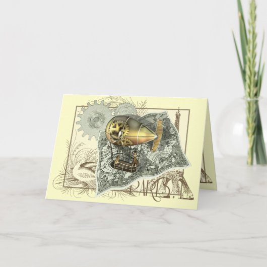Steampunk Dirigible Air Tour Greetings Card Karte (Vorderseite)
