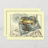 Steampunk Dirigible Air Tour Postcard Postkarte (Vorne/Hinten)