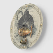 Steampunk Dirigible Balloon Ride Große Wanduhr (Winkel)