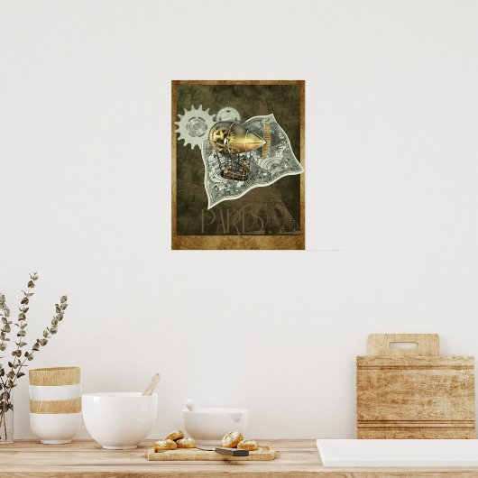 Steampunk Dirigier Air Tour Wall Poster (Küche)