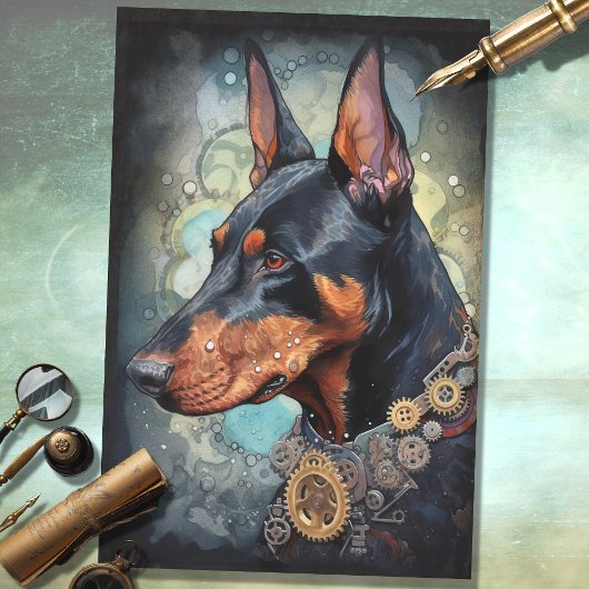 Steampunk Doberman 4 Decoupage Paper Seidenpapier