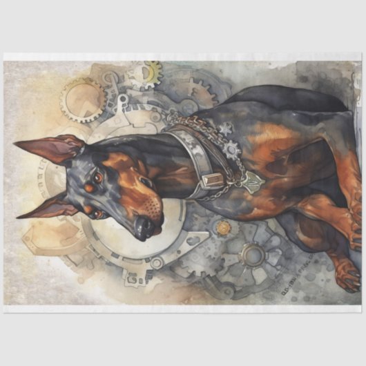 Steampunk Doberman 5 Decoupage Paper Seidenpapier (Vorderseite)