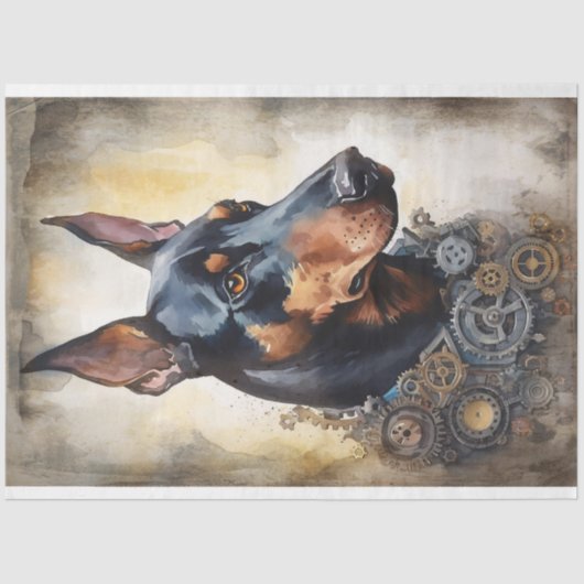 Steampunk Doberman 6 Decoupage Paper Seidenpapier (Vorderseite)