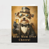 Steampunk Dog, Champagne, Individuelle Name AH3O M Karte (Vorderseite)