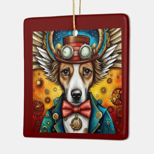 Steampunk Dog mit Flügeln Keramikornament (Links)