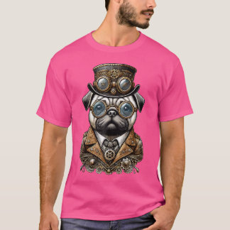 Steampunk Dog Mops Art T-Shirt