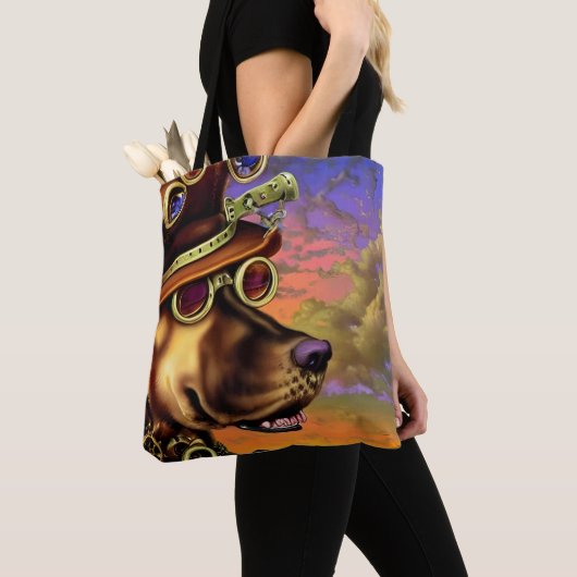 Steampunk Dog Portrait Tasche (Von Nahem)