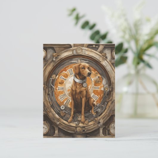 Steampunk Dog Postkarte (Stehend Vorderseite)