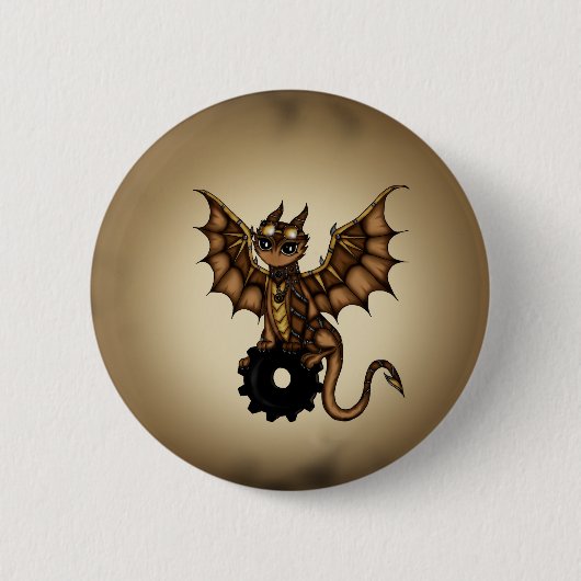 Steampunk Drache Button (Vorderseite)