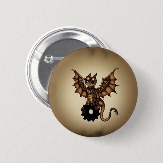 Steampunk Drache Button (Vorne & Hinten)