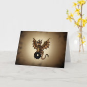 Steampunk Drache Karte (Gelbe Blume)