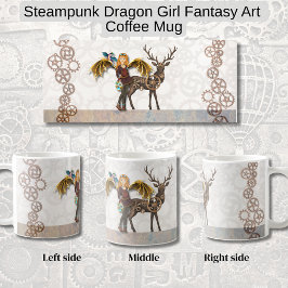 Steampunk-Drache Mädchen Fantasy-Kunst  Kaffeetasse