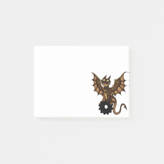 Steampunk Drache Post-it Klebezettel (Vorderseite)