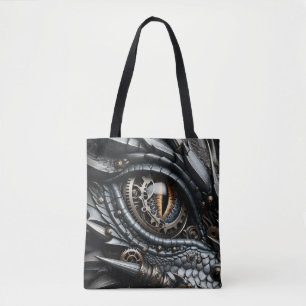 Steampunk-Drachenauge Nahaufnahme Ai-Kunst Tasche