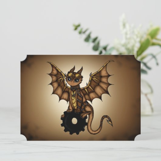 Steampunk Dragon Einladung (Stehend Vorderseite)