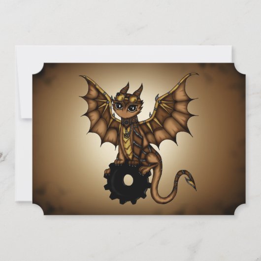 Steampunk Dragon Einladung (Vorderseite)